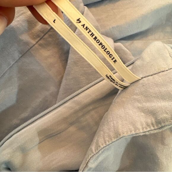 Anthropologie The Linen Maya Ruched Cowl-Neck Dress: Mini Edition Blue Large - Picture 4 of 11